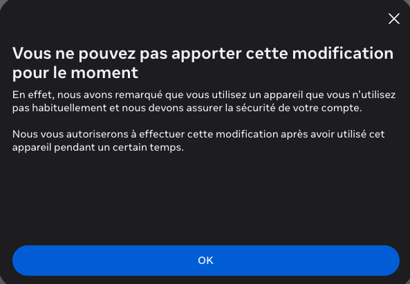 facebook pas de modif possible