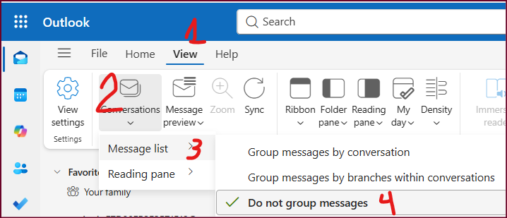 Inbox shows sender contact then all emails from them listed underneath ...