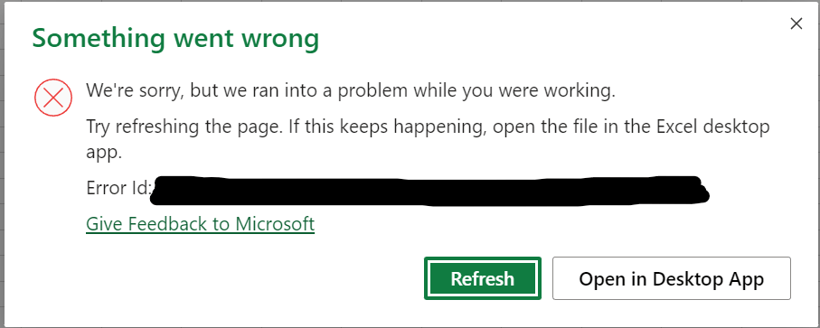Excel Web access on OneDrive 
