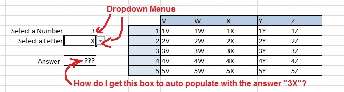 Need to auto populate a cell based on two different drop down menu ...