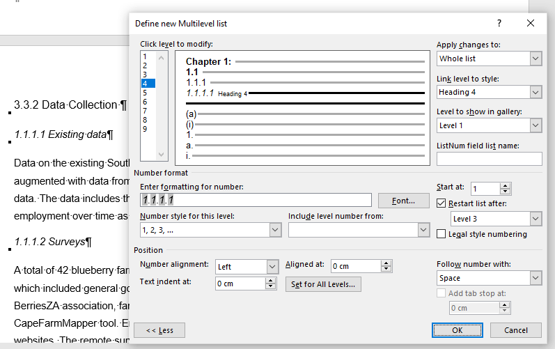 New multilevel list issue with numbering at level 4 - Microsoft Q&A