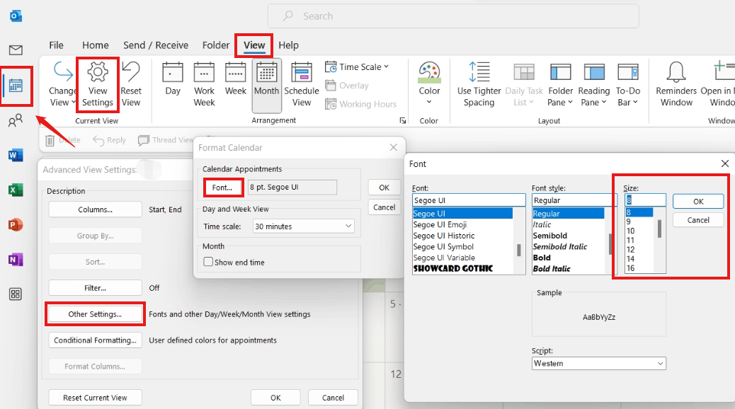 Canendar Font size - Microsoft Q&A