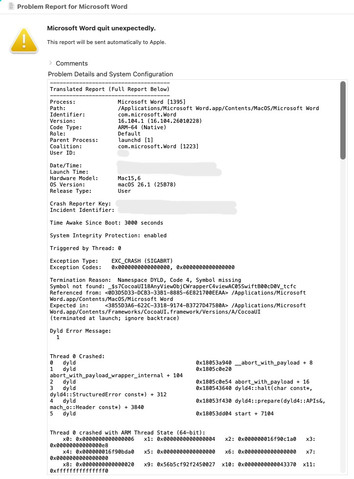 All newly downloaded/installed Microsoft 365 apps crash when I try to ...