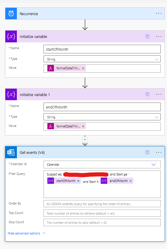 How to get calendar events within the current month on power automate ...