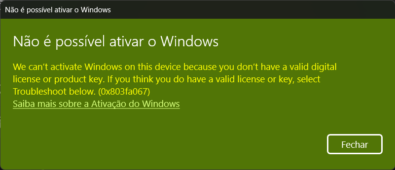 O windons 11 pro não reconhece minha chave de ativação - Microsoft Q&A