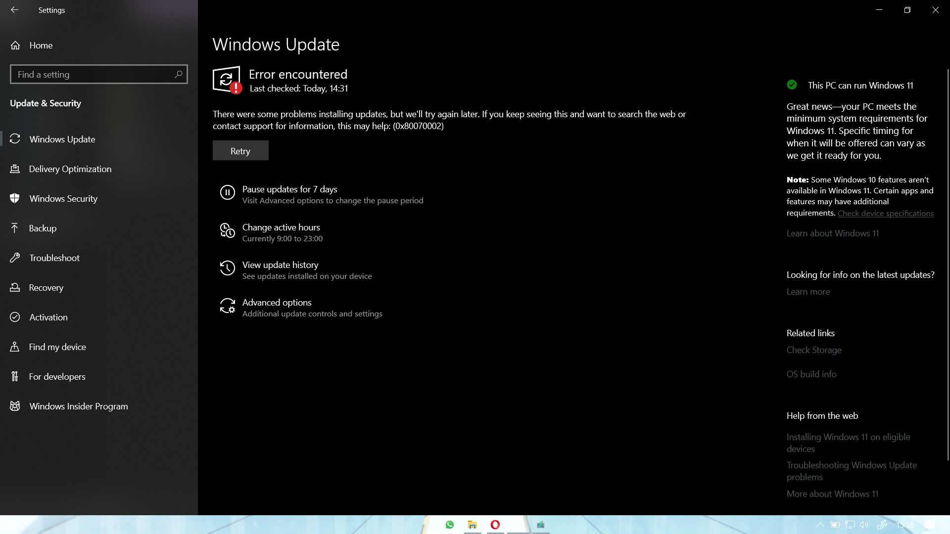 Update Failed - Microsoft Q&A
