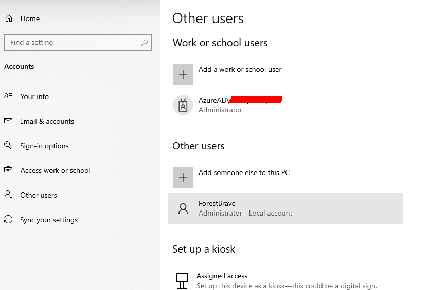Can't connect a local user only with microsoft - Microsoft Q&A