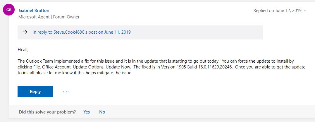 Outlook prompts for MS Account when sending email from 3rd party ...