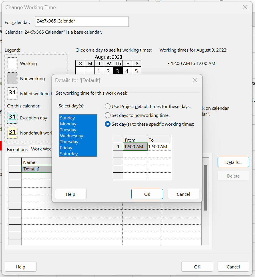 Calendar questions with Project Web Access - Microsoft Q&A