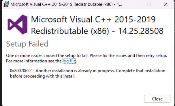 I cannot install, uninstall, or repair Microsoft Visual C++ - Microsoft Q&A