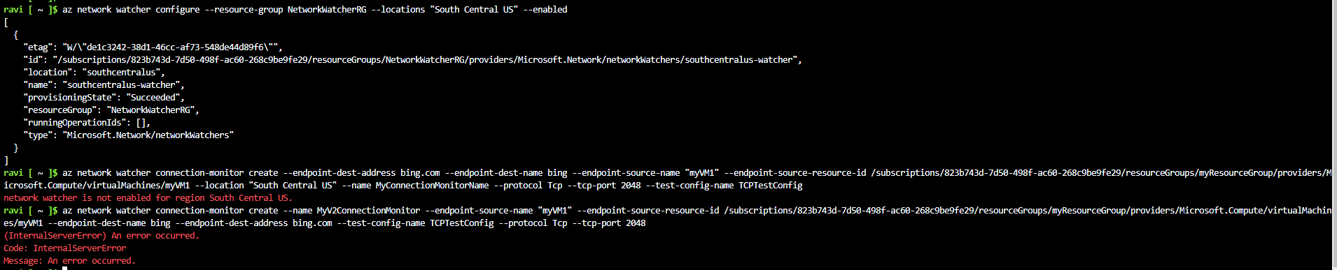 Network Watcher error