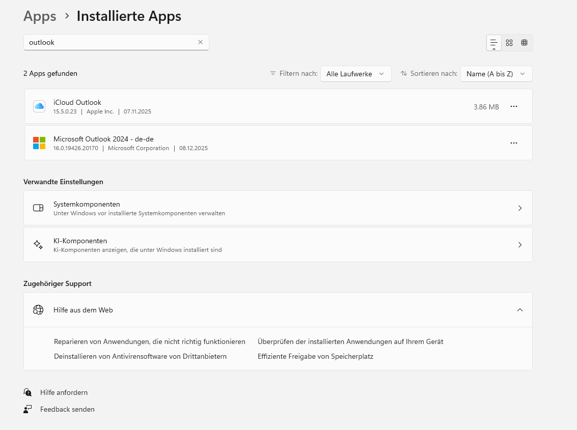 Installierte Apps