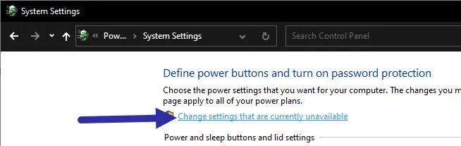 change admin power options