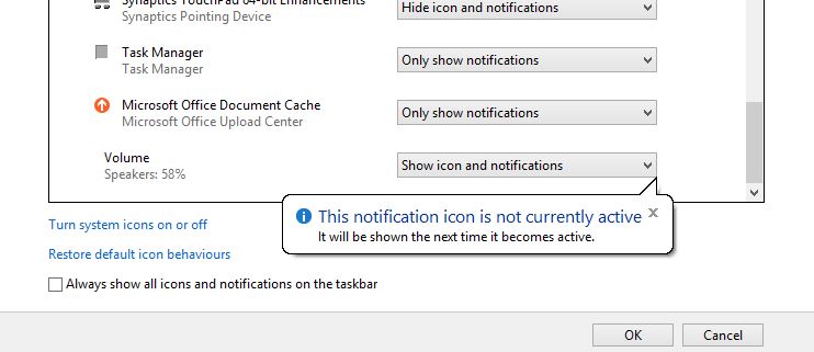 Volume/sound icon is missing from taskbar and cannot be added ...