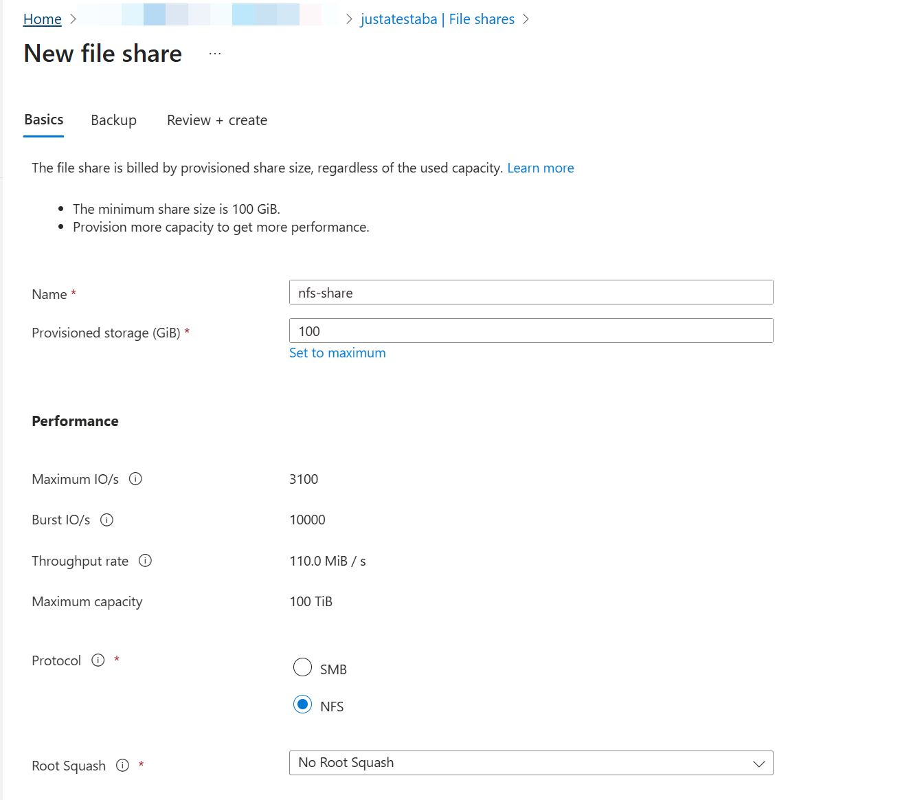 configuration gottcha on creating nfs capable file share on azure ...