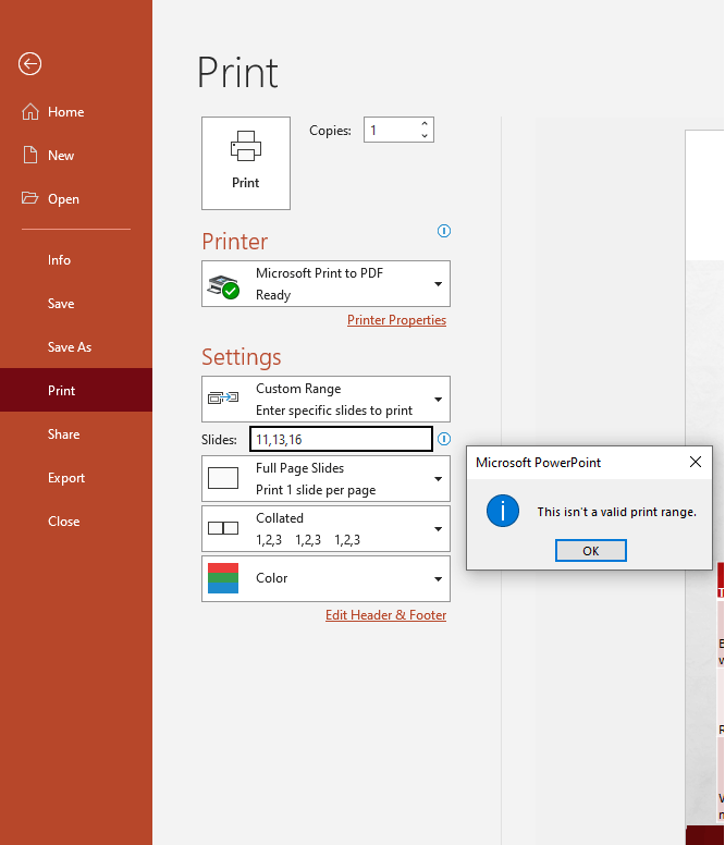 Select specfiic slides, NOT allowed to use comma to seperate the slides ...