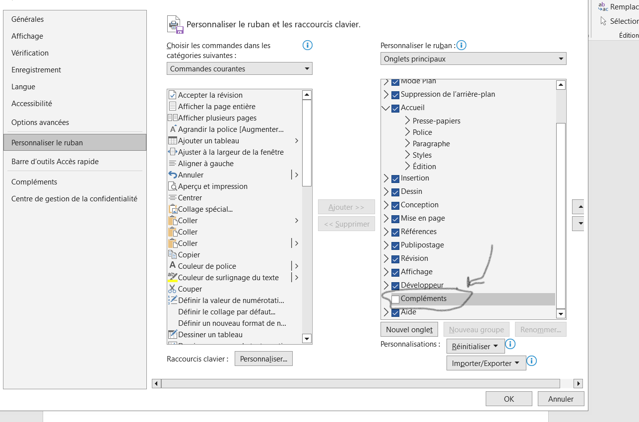 Compléments dans le ruban de Word - Microsoft Q&A