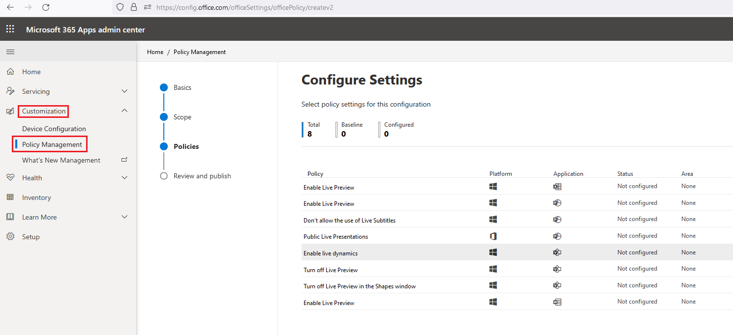 Enable live preview option unavailable for ms office on domain profile ...