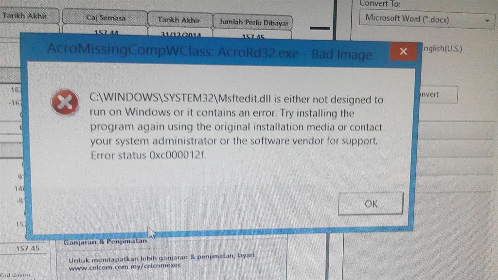 Error 0x000012f bad image with Microsoft One Drive Sync and Adobe ...