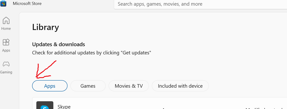 Microsoft store library all tab missing - Microsoft Q&A