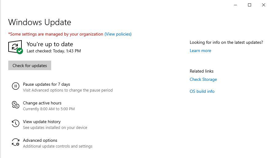 Azure VM windows Update some settings are managed by your organization ...