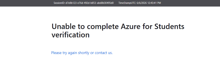 Azure for Students: Verification Locked Due to Token Loop Timeout Error ...