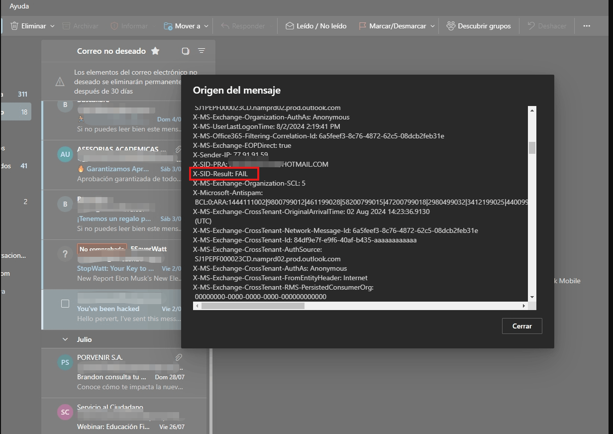 Buen día, en mi caso me esta pasando igual, me llego un correo a la bandeja  de spam de modo estafa pidiendo dinero en moneda digital (bitcoin). -  Microsoft Q&A