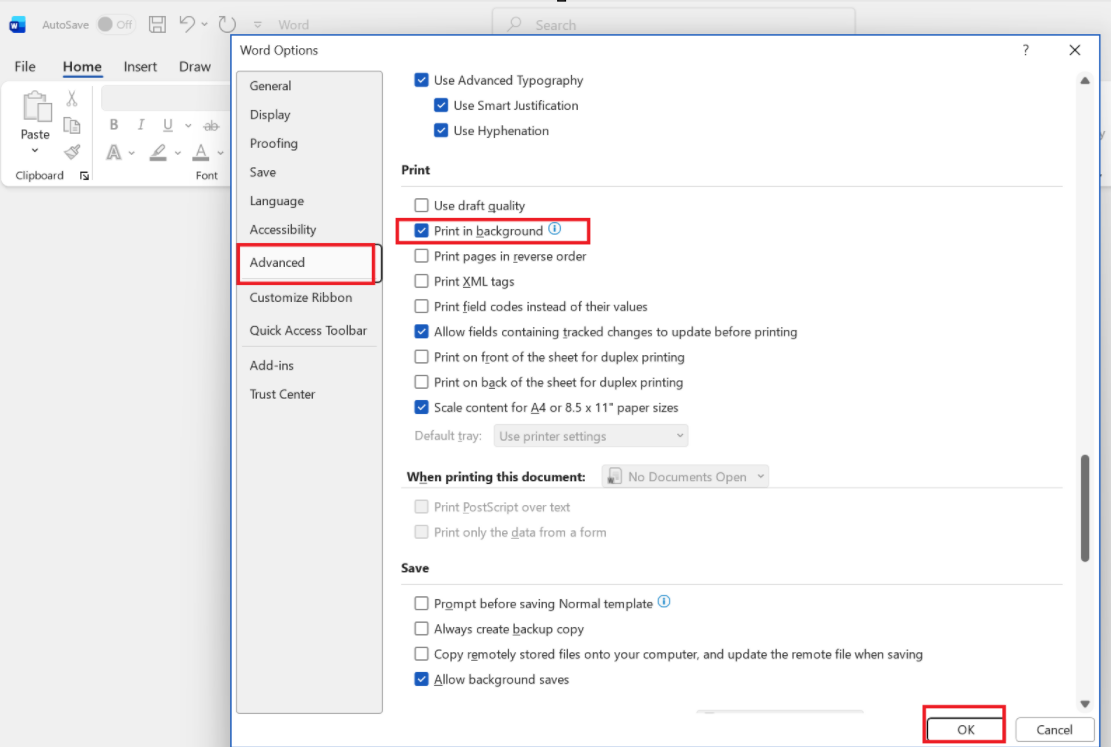In M365 Word, the pop-up window shows behind the Word window when ...