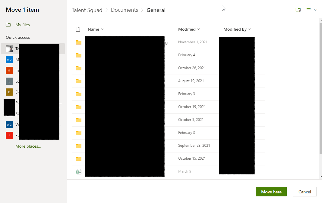Unable to see other teams or channels in order to move files between ...
