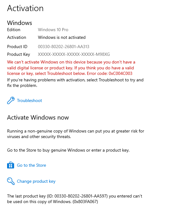 Cannot activate Windows 10 - Microsoft Q&A