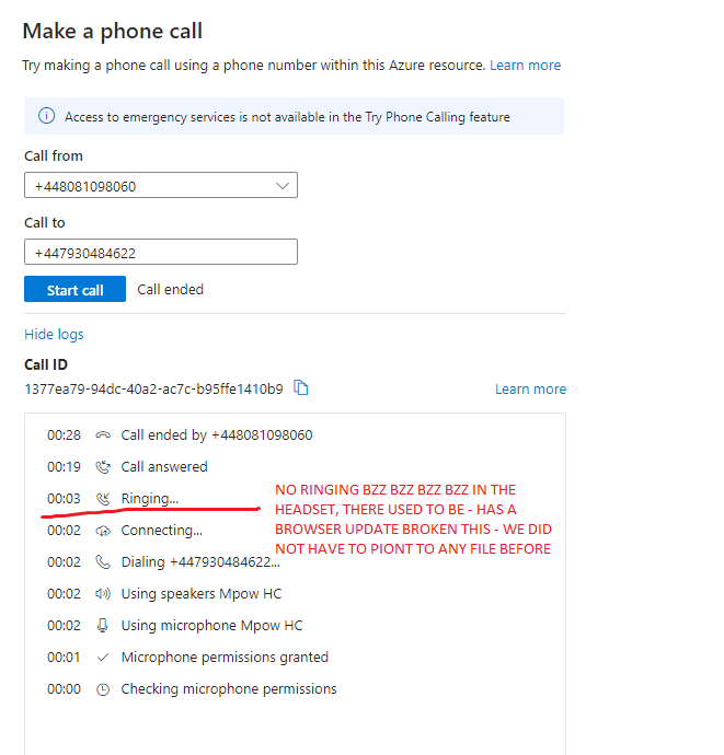 pstn ringing not working