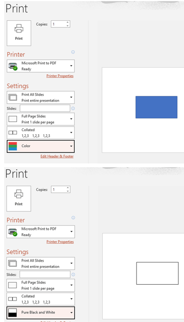 When I save my PP as a PFD it turns black n white. How do I fix this ...