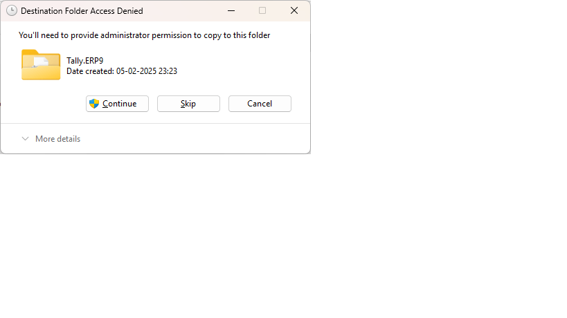 You will need to provide administrator permission to copy to this ...