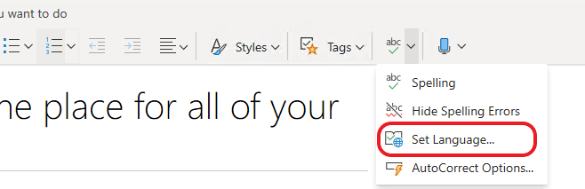 How to change the OneNote Online Default Proofing Settings - Microsoft Q&A