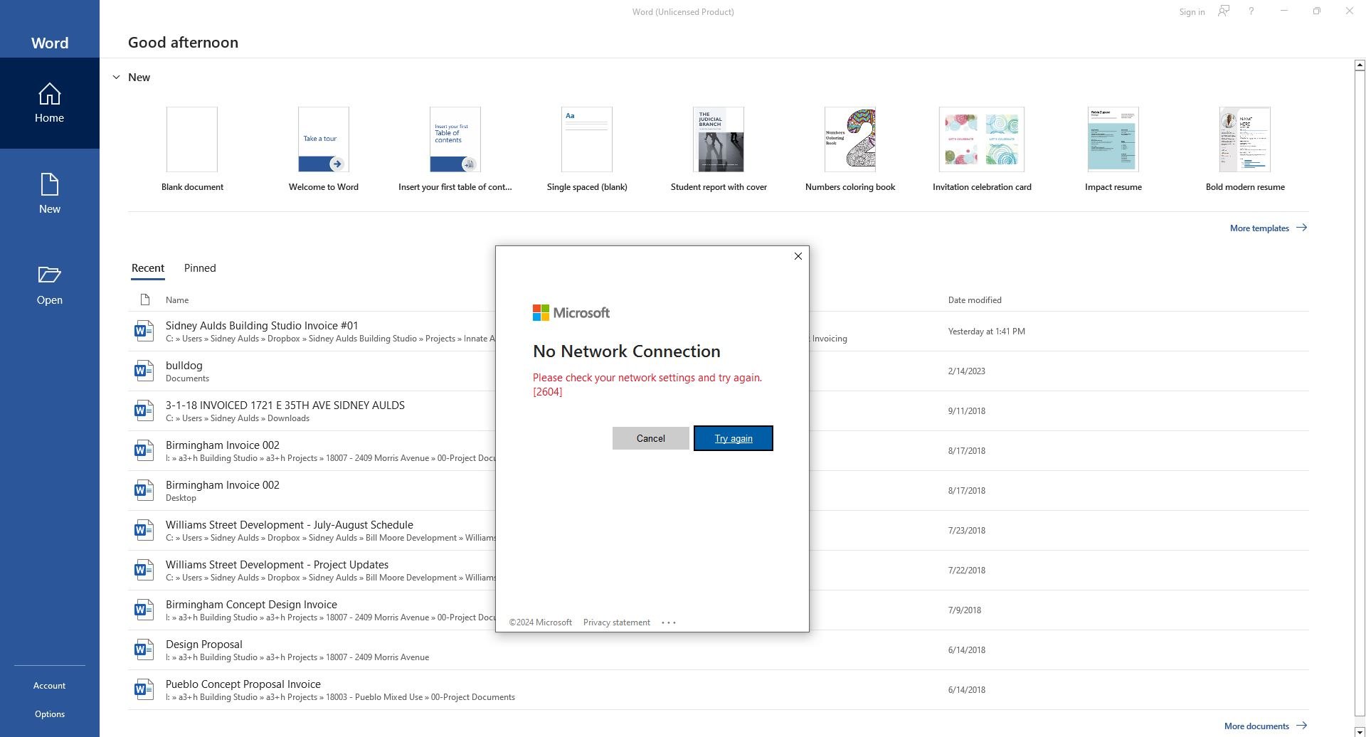 I cannot get signed in through my Excel or Word apps after install ...