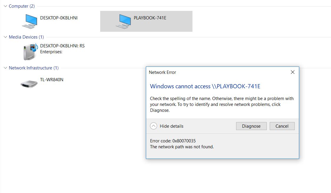 error code 0x80070035 the network path is not found - Microsoft Q&A