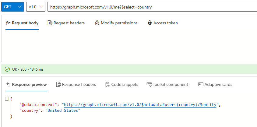 Not able to retrieve the user's country via Microsoft Graph - Microsoft Q&A