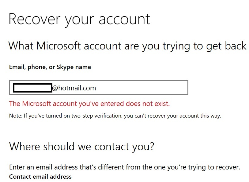 Hotmail says my account doesn't exist - Microsoft Q&A