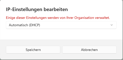 Netzwerk und Internet Ethernet IP Einstellungen bearbeiten 