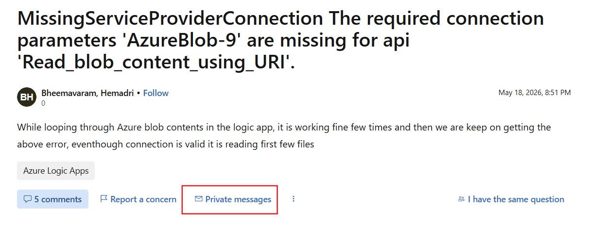 MissingServiceProviderConnection The required connection parameters ...