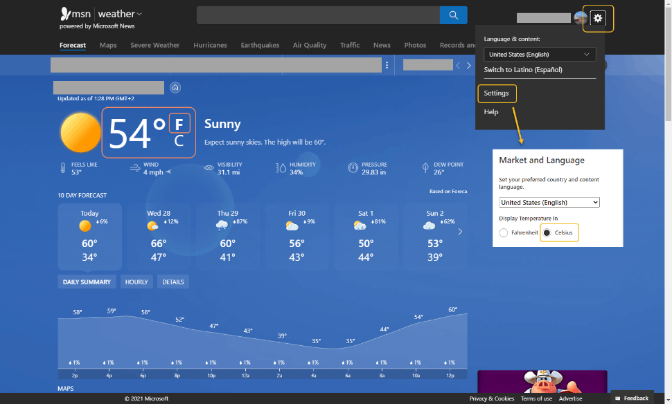 Temperature on Ms edge screen - Microsoft Q&A