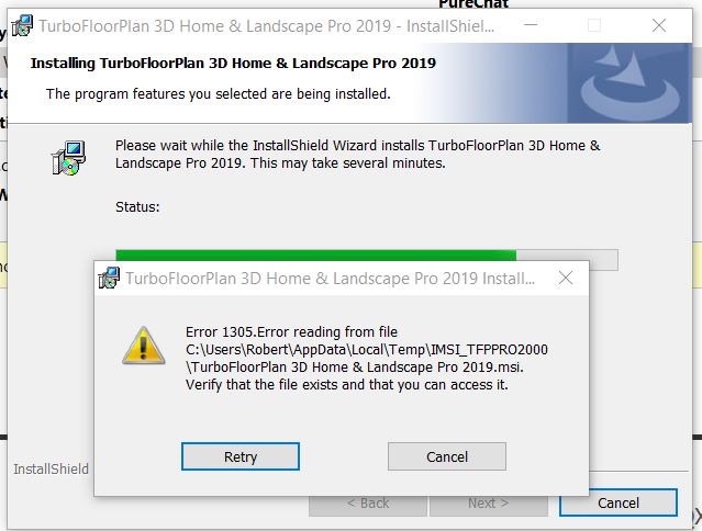 Install error 1305 in appdata but file it says is missing IS there ...