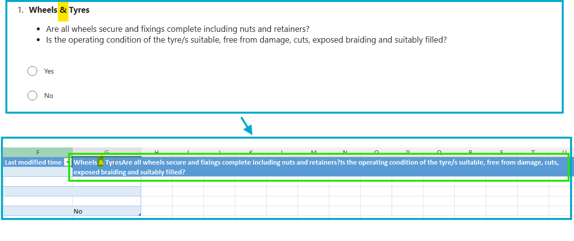 Forms not showing the full question in the excel table of results ...