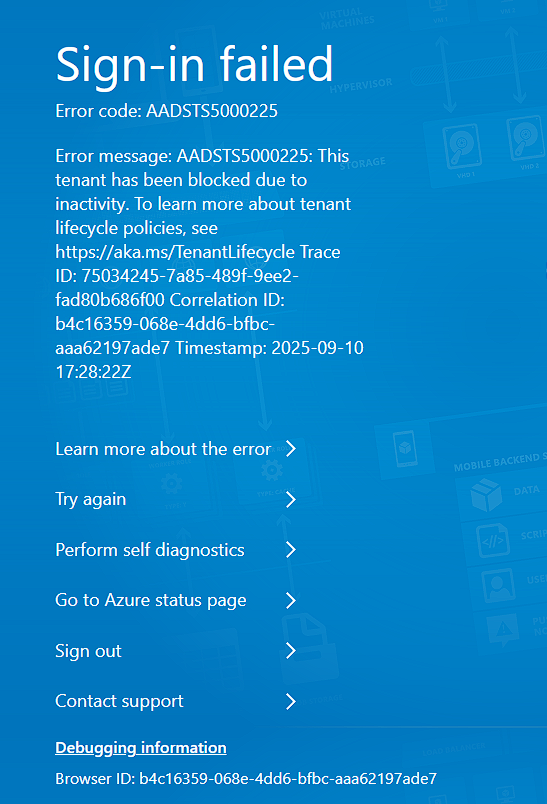 Can't sign in to Azure - Microsoft Q&A
