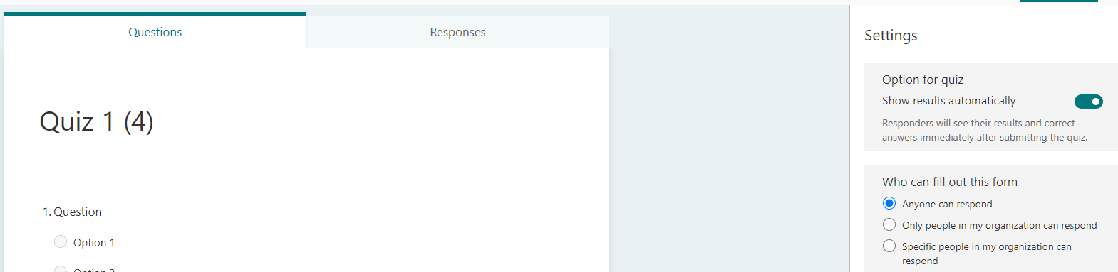 I cannot change the quiz form settings "Who can fill out this form ...