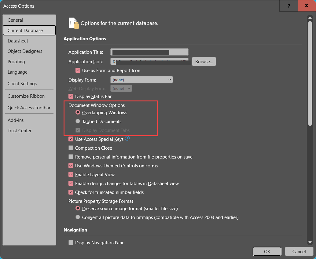 MS access Issue - Size to fit form disabled, when i unblocked the ...
