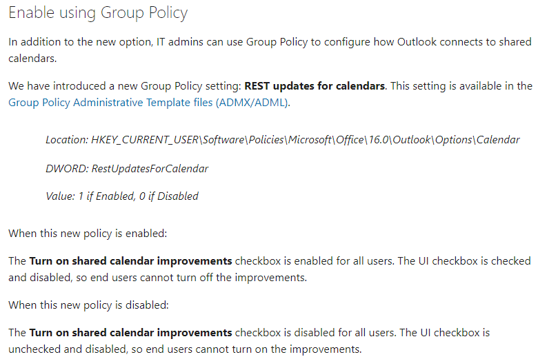 Shared calendar improvement as a Group policy - Microsoft Q&A