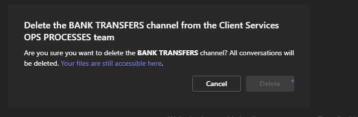 I cannot delete a channel in Teams - Microsoft Q&A