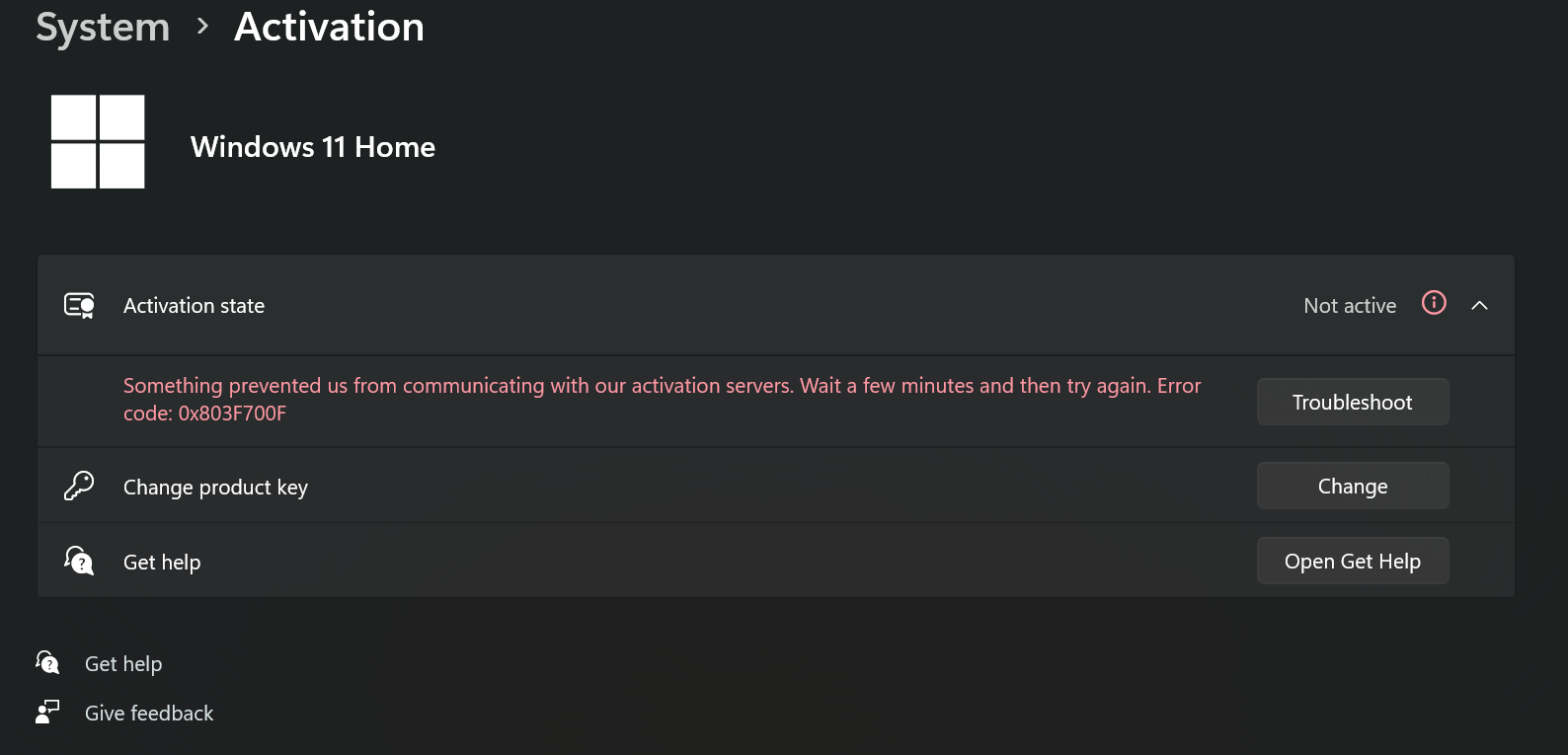 windows 11 active error - Microsoft Q&A