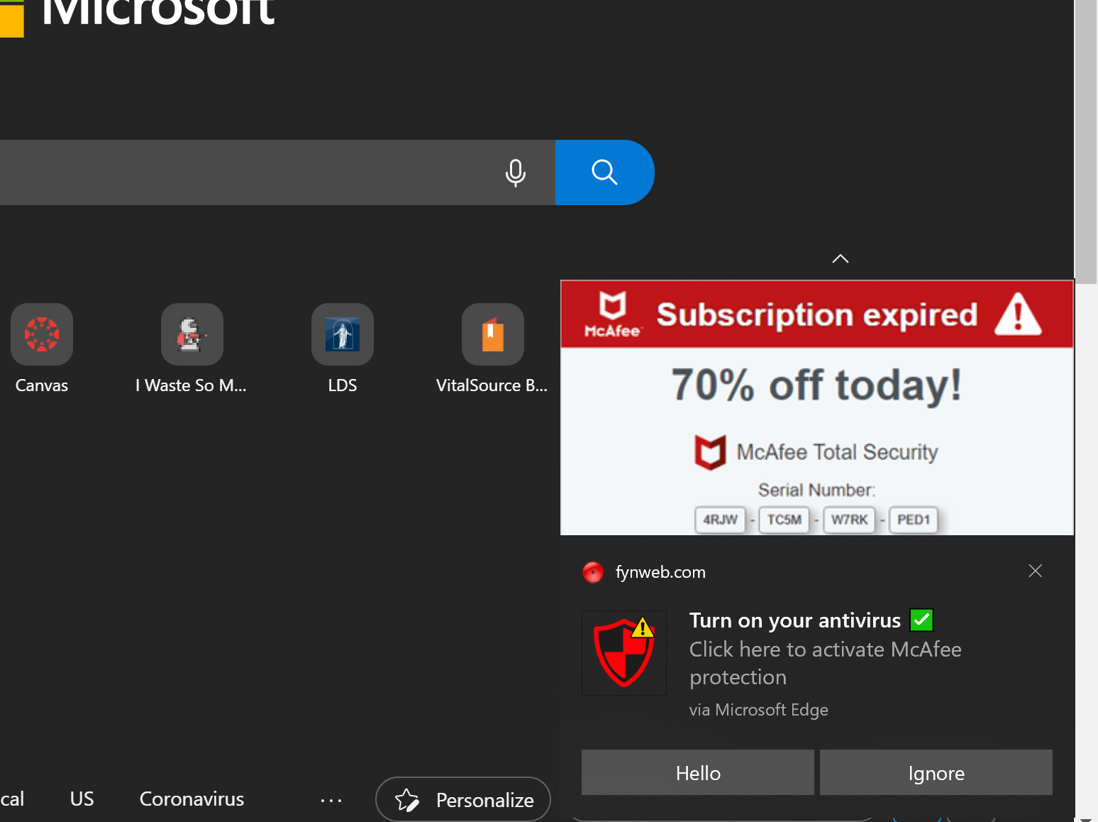 Pop-ups saying my device has viruses. - Microsoft Q&A